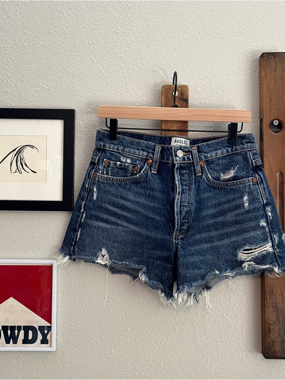 $158 AGOLDE Parker Denim Cut Off Jean Shorts Size 26
